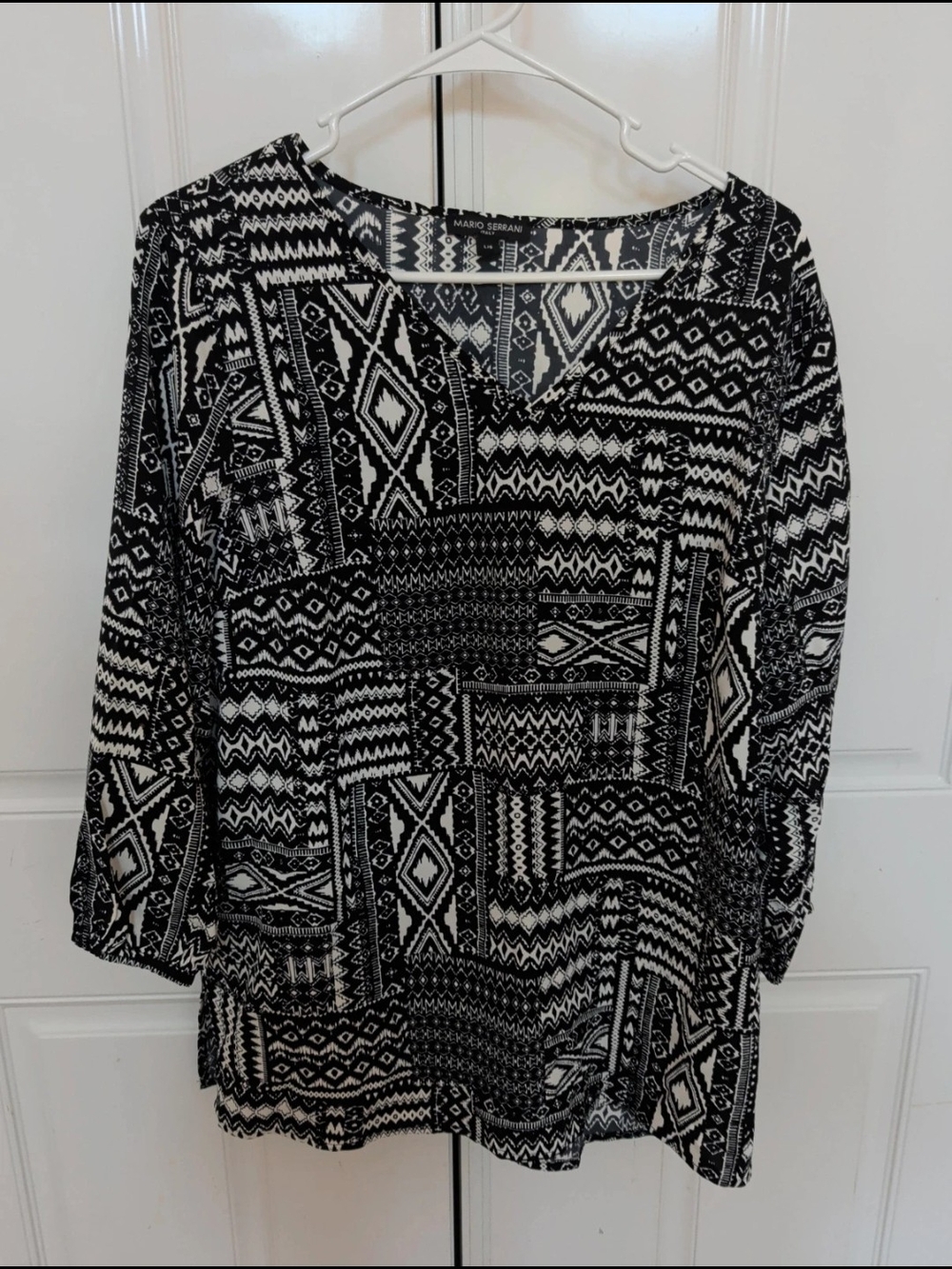 Mario Serrani Black & White Geometric Print Tunic